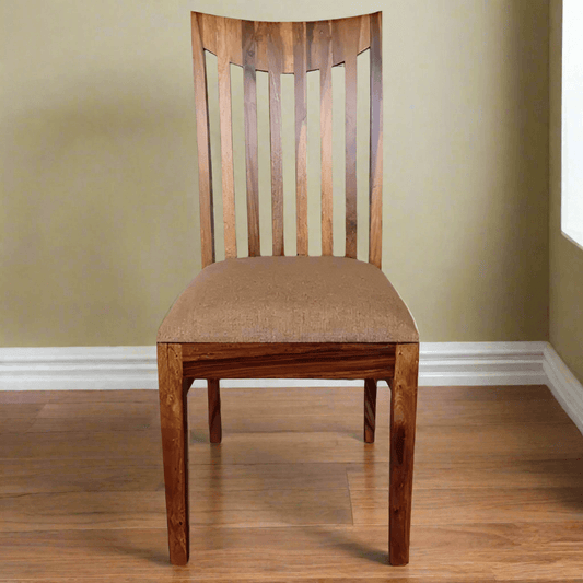Vintage Dining Chair Natural made in Solid Sheesham Wood in Natural Finish With Cushion Sitting. 