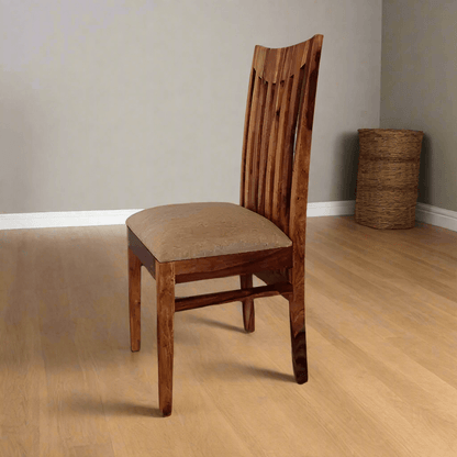 Vintage Dining Chair Natural made in Solid Wood in Natural Finish With Cushion Sitting. 