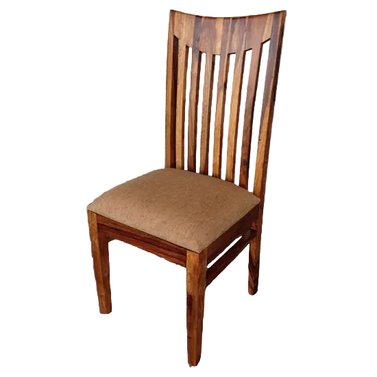 Vintage Dining Chair Natural made in Sheesham Wood in Natural Finish With Cushion Sitting. 