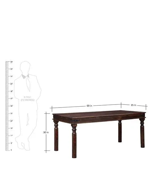 Solid Sheesham Wood Rectangle Shaped Traditional Design Vintage Dining Table Set. 