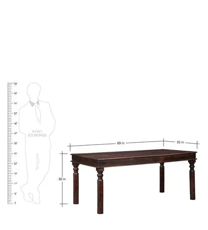 Solid Sheesham Wood Rectangle Shaped Traditional Design Vintage Dining Table Set. 