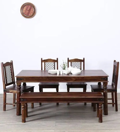Solid Wood Rectangle Shaped Traditional Design Vintage Dining Table Set. 