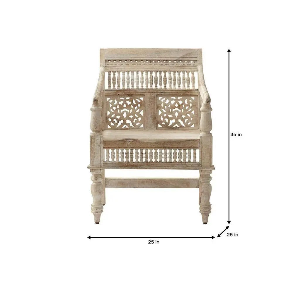 Solid Wood Carving and Ghirlee Design Vintage Sofa One Seater. 