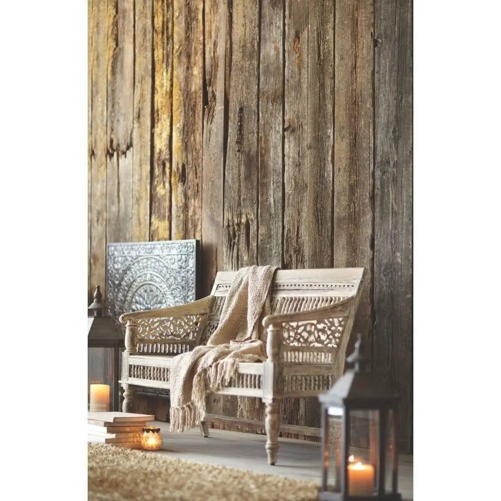 Solid Sheesham Wood Carving and Ghirlee Design Vintage Two Seater Sofa.