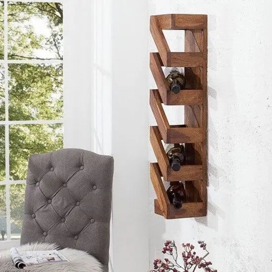 Wall Wine Rack Made in Solid Sheesham Wood. This Wall Wine Rack for Hold Wine Bottle. 
