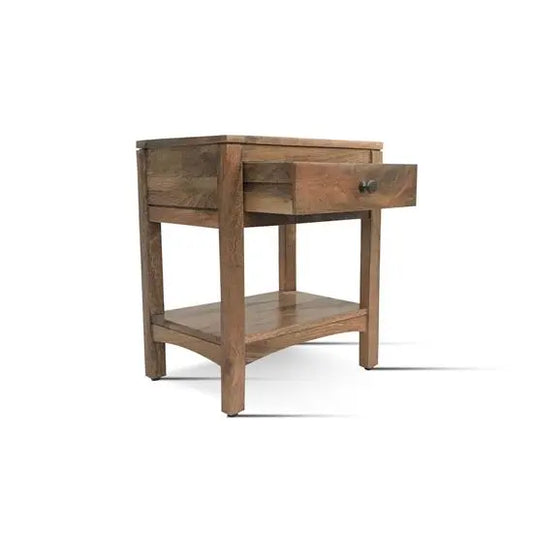 Solid Wood One Drawer Walter Beside Walnut. 