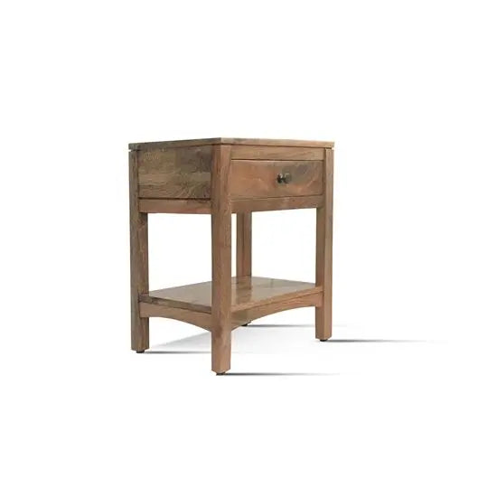 One Drawer Walter Bedside (Brown) Made in Solid Sheesham Wood. 