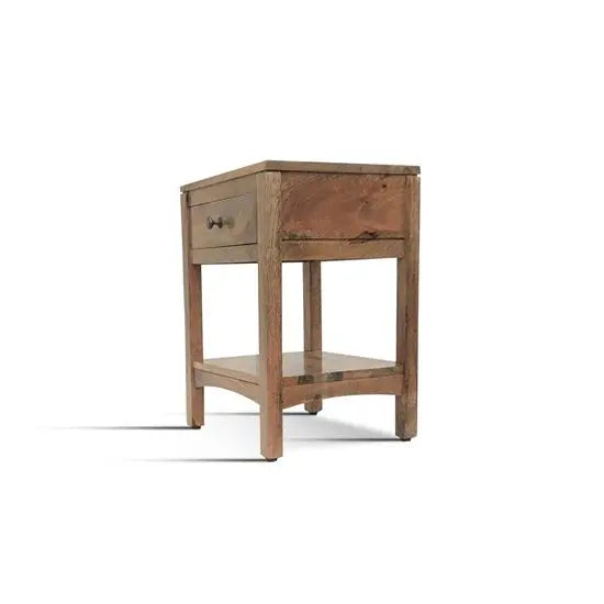 One Drawer Walter Beside Walnut and Nightstand Made in Solid Sheesham Wood. 