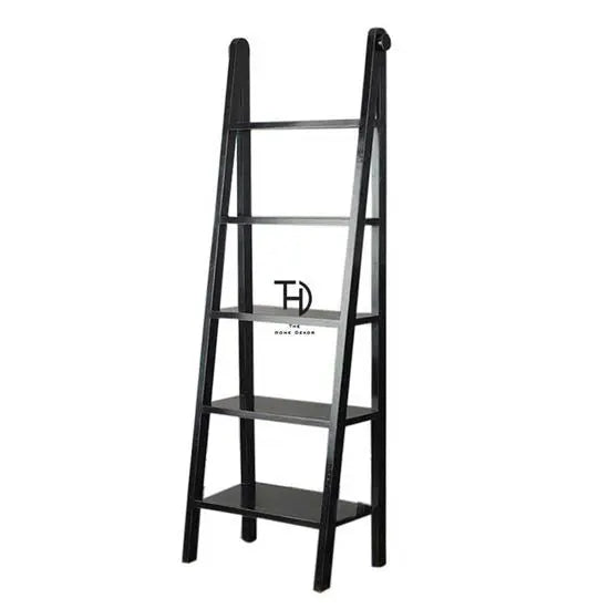 Solid Mango Wood Open Shelf LadWing Black Bookcase. Used for Keeps Books and Other Decorative Items. 