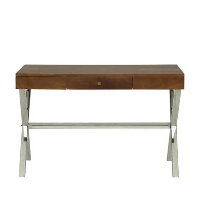 One Drawer Dune Xtriva Study Desk Made in Solid Sheesham Wood and SS Frame. 