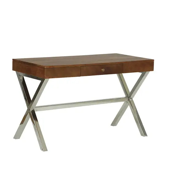 Sheesham Wood and Ss Frame One Drawer Dune Xtriva Study Desk. 