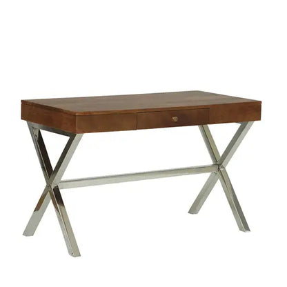 Sheesham Wood and Ss Frame One Drawer Dune Xtriva Study Desk. 