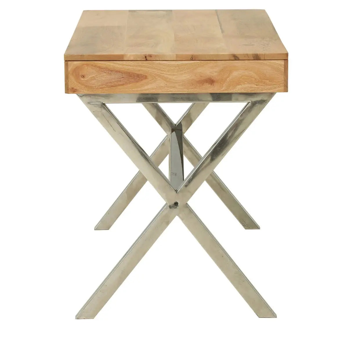 Solid Wood and Stainless Steel Frame One Drawer Xtriva Study Desk Natural.