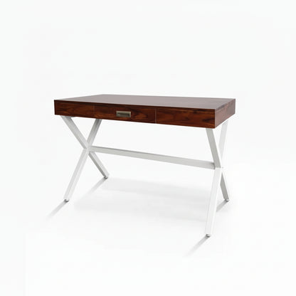 One Drawer Xtriva Study Desk Made in Solid Sheesham Wood and Metal Frame. 