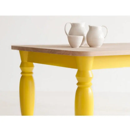 Mango Wood Top Round Edge Carved Leg Yellora Dining Table. 