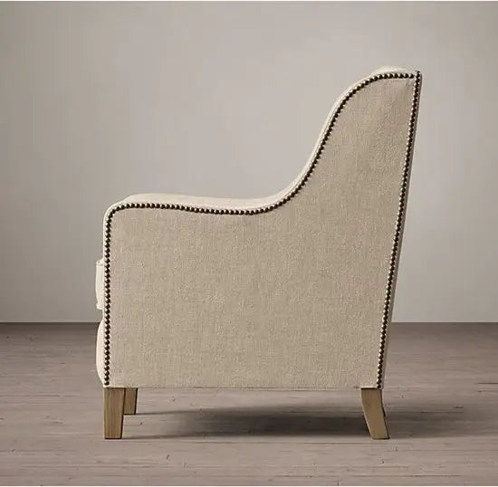 sleek and straight line Zack sofa single seater made in mango wood.