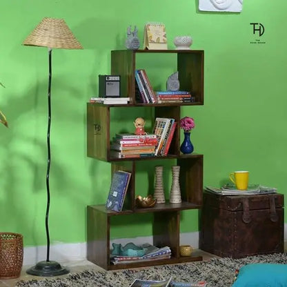 Solid Wood Four Tier Zig Zag Bookcase Pt. 