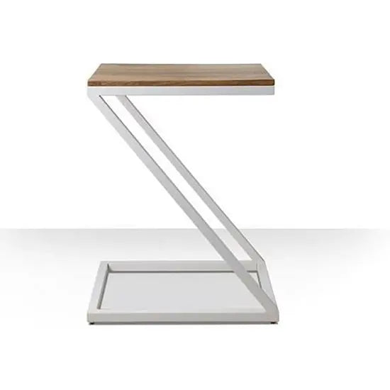 Z shaped Zeed end table white frame Made in solid mango wood and metal frame. 
