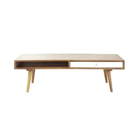 Solid wood and mdf two drawer and two shelf  stylish Zhila coffee table. 